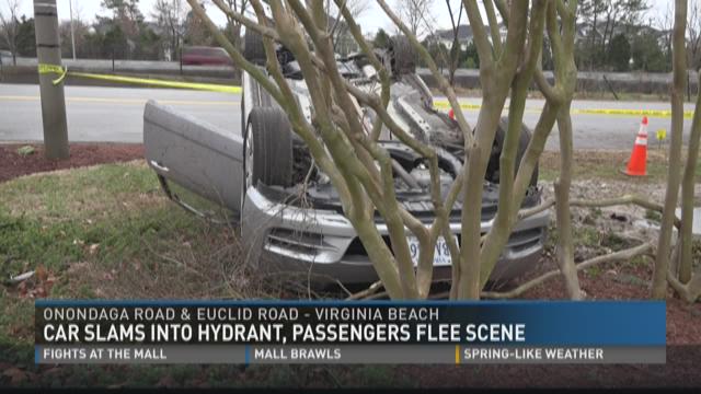 Car flips after hitting fire hydrant in Virginia Beach | 13newsnow.com